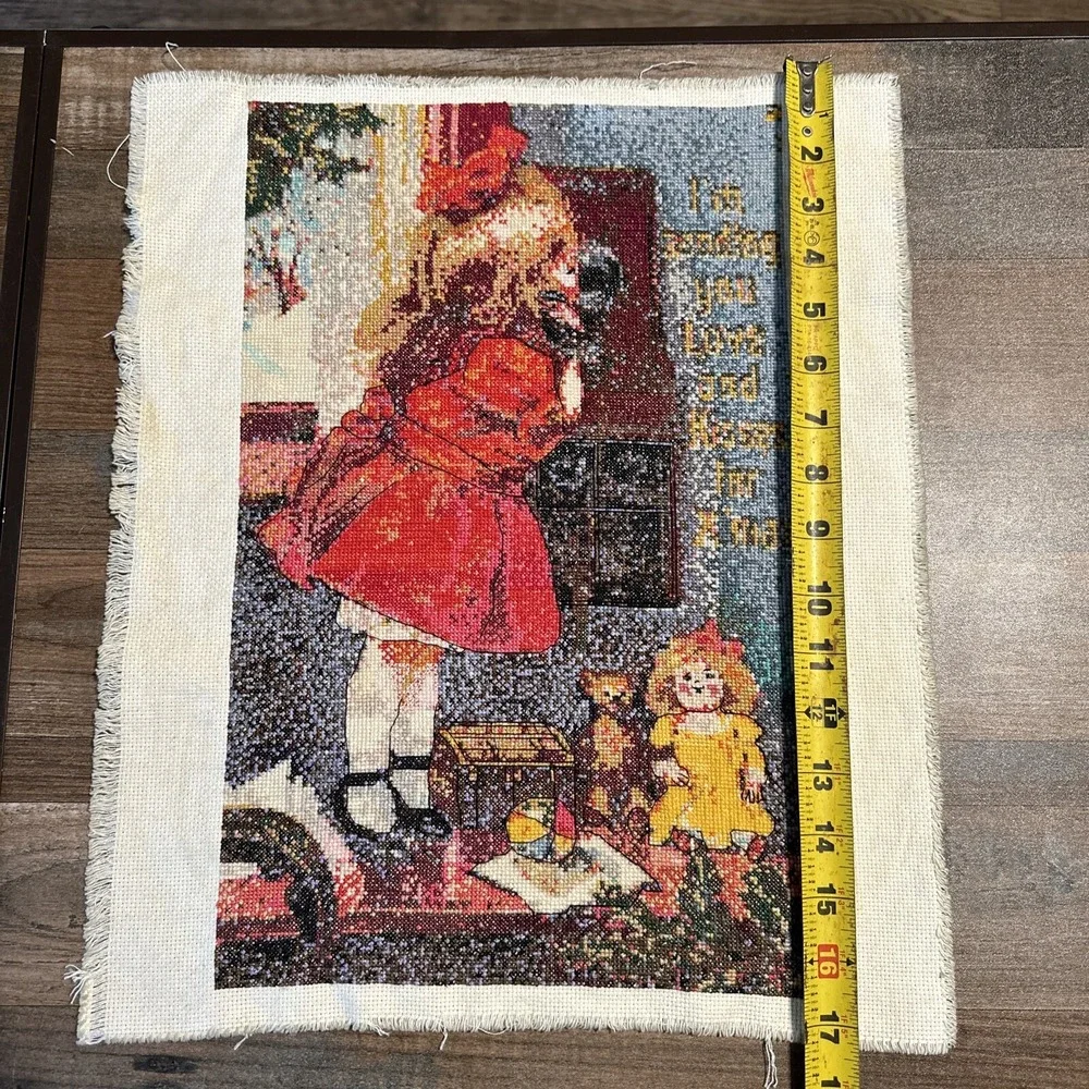 Vintage Completed Christmas Girl Dress Telephone Holiday‎ Unframed Toys Doll